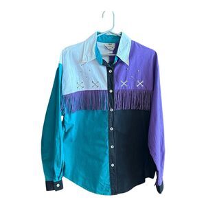 1849 Authentic Ranchwear Rodeo Style Fringe Shirt Western Cowboy Men’s XL